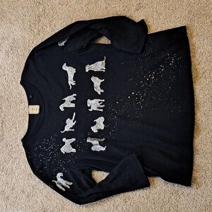 Jess & Jane Dog Silhouette Black Top Size L